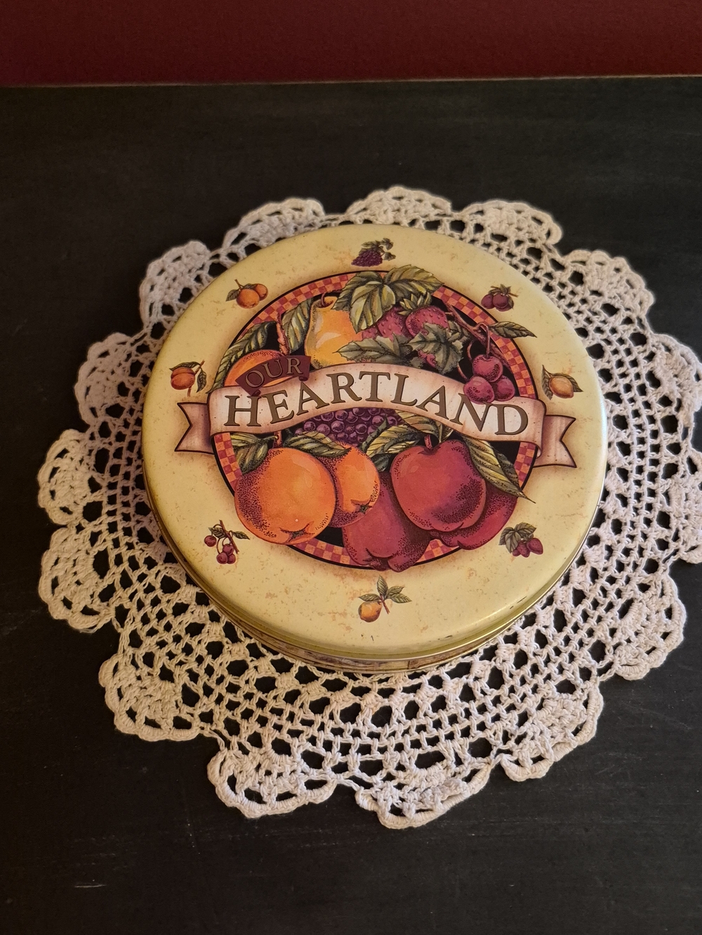 Heartland Fruit Decorative Round Tin - Yellow & Peach
